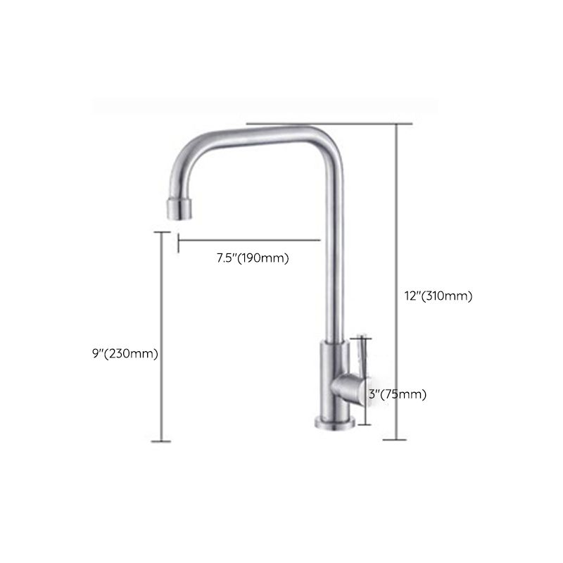 Contemporary Single Handle Faucet Standard Kitchen Faucet Pull down 1-Hold Water Filler Clearhalo 'Home Improvement' 'home_improvement' 'home_improvement_kitchen_faucets' 'Kitchen Faucets' 'Kitchen Remodel & Kitchen Fixtures' 'Kitchen Sinks & Faucet Components' 'kitchen_faucets' 1200x1200_a7dbc865-0d26-43b6-bcd5-2e7f374826f7