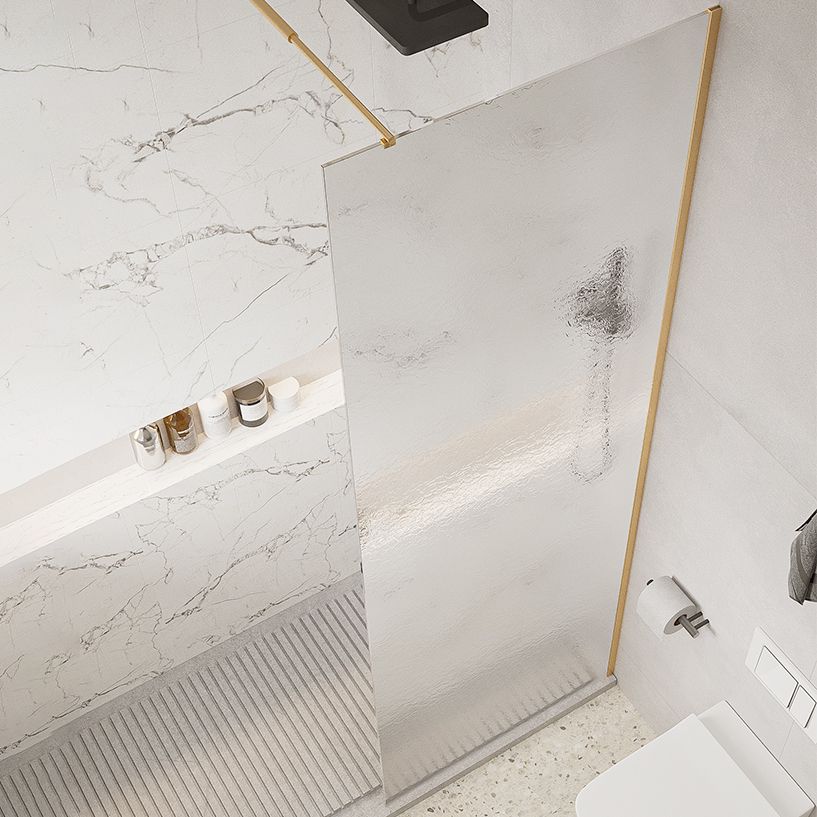 Minimalist Fixed Semi-partition Water Ripple Glass Shower Screen Clearhalo 'Bathroom Remodel & Bathroom Fixtures' 'Home Improvement' 'home_improvement' 'home_improvement_shower_tub_doors' 'Shower and Tub Doors' 'shower_tub_doors' 'Showers & Bathtubs' 1200x1200_a7e1df09-15e5-4a93-90a7-d96b25e9a46a