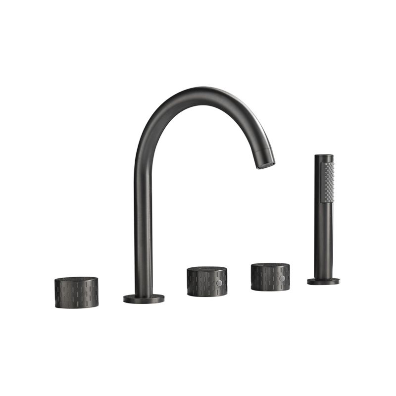 Contemporary Deck Mounted Copper Tub Faucet Low Arc Roman Tub Faucet Set Clearhalo 'Bathroom Remodel & Bathroom Fixtures' 'Bathtub Faucets' 'bathtub_faucets' 'Home Improvement' 'home_improvement' 'home_improvement_bathtub_faucets' 1200x1200_a7e8d7c8-e766-48ae-86e2-3d46e8597fff