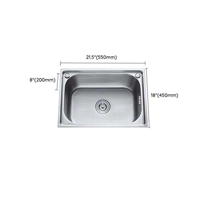 Single Bowl Kitchen Sink Stainless Steel Rectangle Sink with Basket Strainer Clearhalo 'Home Improvement' 'home_improvement' 'home_improvement_kitchen_sinks' 'Kitchen Remodel & Kitchen Fixtures' 'Kitchen Sinks & Faucet Components' 'Kitchen Sinks' 'kitchen_sinks' 1200x1200_a805e916-81ce-48cb-b253-391c3b8079e4