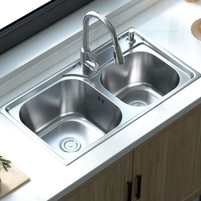 Modern Style Kitchen Sink Stainless Steel Noise-cancelling Design Kitchen Double Sink Clearhalo 'Home Improvement' 'home_improvement' 'home_improvement_kitchen_sinks' 'Kitchen Remodel & Kitchen Fixtures' 'Kitchen Sinks & Faucet Components' 'Kitchen Sinks' 'kitchen_sinks' 1200x1200_a84439a5-98ca-450c-83f5-f421b99acea3