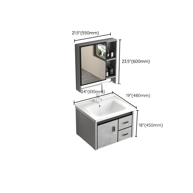 Modern Vanity Rectangular Gray Single Wall Mount Metal Vanity Set Clearhalo 'Bathroom Remodel & Bathroom Fixtures' 'Bathroom Vanities' 'bathroom_vanities' 'Home Improvement' 'home_improvement' 'home_improvement_bathroom_vanities' 1200x1200_a853aa7b-e55f-4eb5-9c95-9dab614bd26f