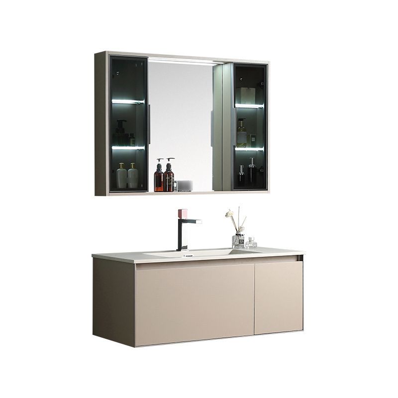 Contemporary Wooden Vanity Cabinet Mirror Bathroom Vanity Set with Storage Shelving Clearhalo 'Bathroom Remodel & Bathroom Fixtures' 'Bathroom Vanities' 'bathroom_vanities' 'Home Improvement' 'home_improvement' 'home_improvement_bathroom_vanities' 1200x1200_a85e8ad7-282a-46e8-95f8-83f7827c5122