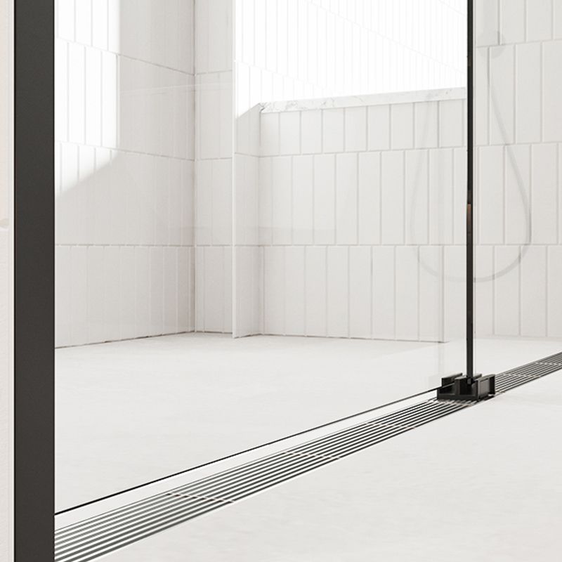 Bypass Semi Frameless Shower Door Tempered Glass Shower Door in Black Clearhalo 'Bathroom Remodel & Bathroom Fixtures' 'Home Improvement' 'home_improvement' 'home_improvement_shower_tub_doors' 'Shower and Tub Doors' 'shower_tub_doors' 'Showers & Bathtubs' 1200x1200_a867f853-460e-41a6-bd85-607407e8415e