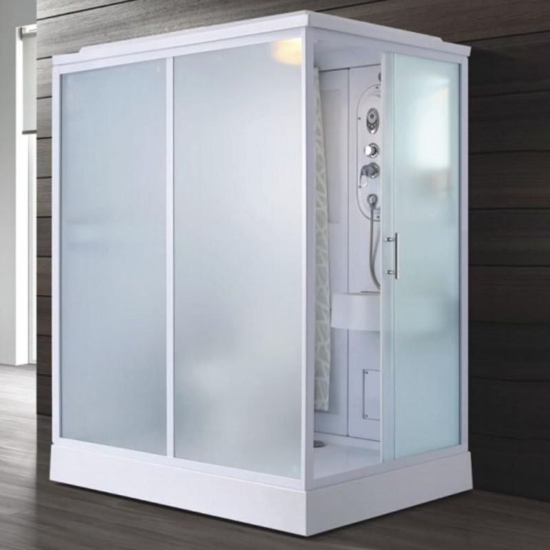 Contemporary Shower Enclosure Frosted Rectangle Shower Enclosure in White Clearhalo 'Bathroom Remodel & Bathroom Fixtures' 'Home Improvement' 'home_improvement' 'home_improvement_shower_stalls_enclosures' 'Shower Stalls & Enclosures' 'shower_stalls_enclosures' 'Showers & Bathtubs' 1200x1200_a870eabd-7144-41e3-b2b6-2967376a9198