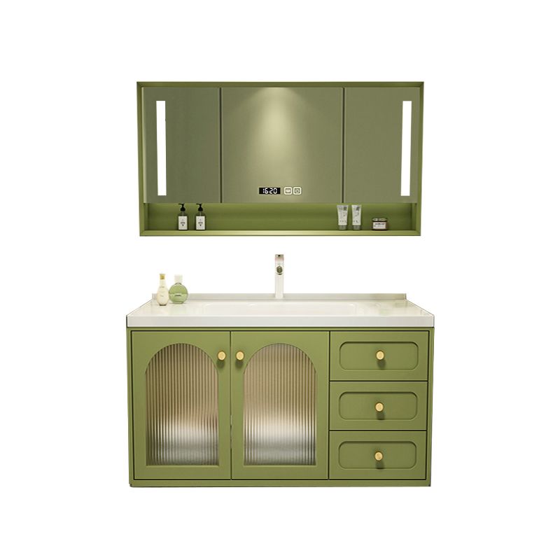 2 Doors Bath Vanity Drawers Mirror Wall Mount Rectangle Single Sink Wood Frame Vanity Clearhalo 'Bathroom Remodel & Bathroom Fixtures' 'Bathroom Vanities' 'bathroom_vanities' 'Home Improvement' 'home_improvement' 'home_improvement_bathroom_vanities' 1200x1200_a8740079-798e-43a7-82a5-970349039399