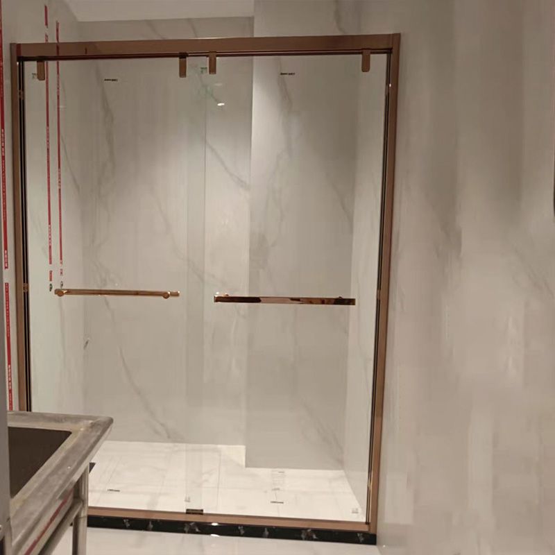 Semi Frameless Dual Move Shower Screen Clear Glass Shower Door Clearhalo 'Bathroom Remodel & Bathroom Fixtures' 'Home Improvement' 'home_improvement' 'home_improvement_shower_tub_doors' 'Shower and Tub Doors' 'shower_tub_doors' 'Showers & Bathtubs' 1200x1200_a87e2807-5746-4730-b31e-1c162a492358