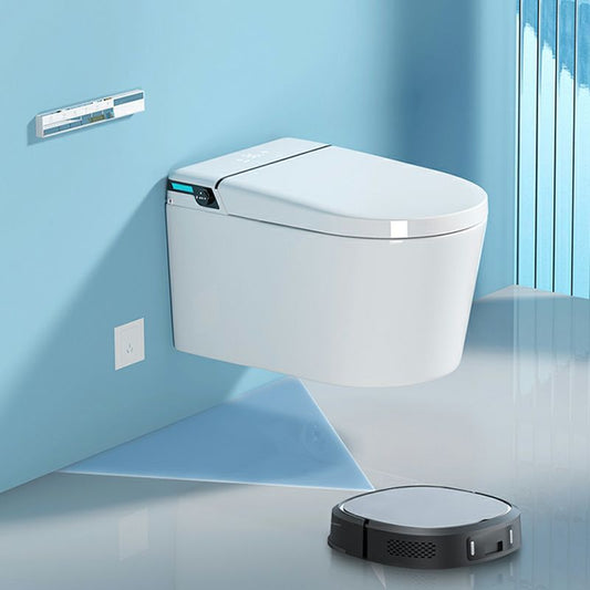 White Smart Bidet Wall Mount Ceramic All-In-One Elongated with Heated Seat Clearhalo 'Bathroom Remodel & Bathroom Fixtures' 'Bidets' 'Home Improvement' 'home_improvement' 'home_improvement_bidets' 'Toilets & Bidets' 1200x1200_a886b380-2d42-4a38-96e3-660f37f864ba
