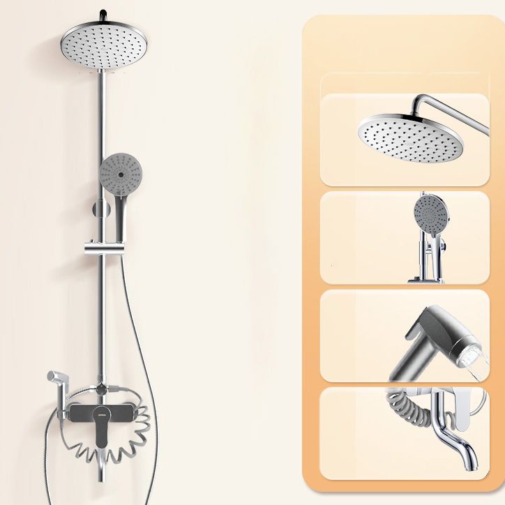 Modern Style Shower System Copper Rectangle Wall Mounted Shower System Clearhalo 'Bathroom Remodel & Bathroom Fixtures' 'Home Improvement' 'home_improvement' 'home_improvement_shower_faucets' 'Shower Faucets & Systems' 'shower_faucets' 'Showers & Bathtubs Plumbing' 'Showers & Bathtubs' 1200x1200_a89944d8-7af8-4cf6-8f9f-be6b0d25c50a