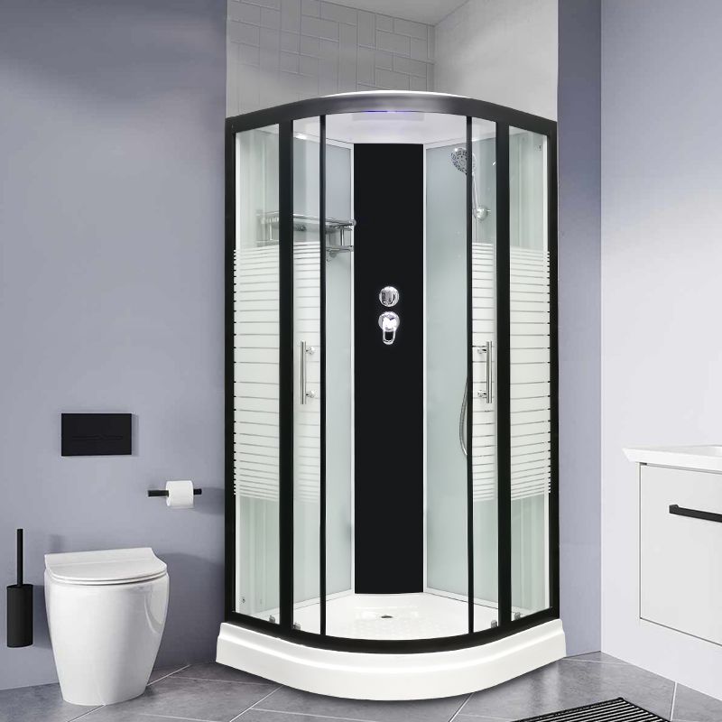 Round Easy Clean Glass Shower Stall Framed Double Sliding Shower Stall Clearhalo 'Bathroom Remodel & Bathroom Fixtures' 'Home Improvement' 'home_improvement' 'home_improvement_shower_stalls_enclosures' 'Shower Stalls & Enclosures' 'shower_stalls_enclosures' 'Showers & Bathtubs' 1200x1200_a89ef3d3-6a9c-46c1-b143-fc27bfc104f2