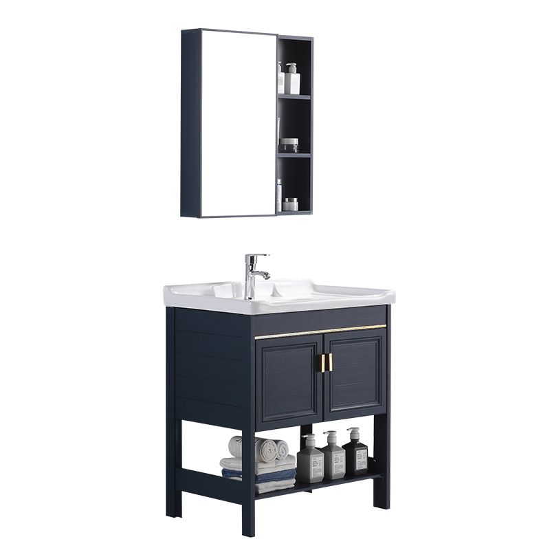 Glam Blue Sink Vanity Metal Frame Single Rectangular Bath Vanity Clearhalo 'Bathroom Remodel & Bathroom Fixtures' 'Bathroom Vanities' 'bathroom_vanities' 'Home Improvement' 'home_improvement' 'home_improvement_bathroom_vanities' 1200x1200_a8a8a4cc-df34-47f1-bbb7-5464685da370