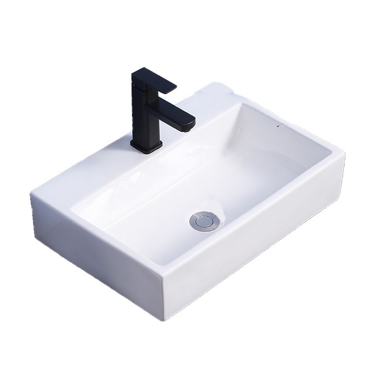 Modern Bathroom Sink Ceramic Rectangular White with Single Faucet Hole Vessel Sink Clearhalo 'Bathroom Remodel & Bathroom Fixtures' 'Bathroom Sinks & Faucet Components' 'Bathroom Sinks' 'bathroom_sink' 'Home Improvement' 'home_improvement' 'home_improvement_bathroom_sink' 1200x1200_a8aee6ec-1011-4004-970b-271c76fcf12f