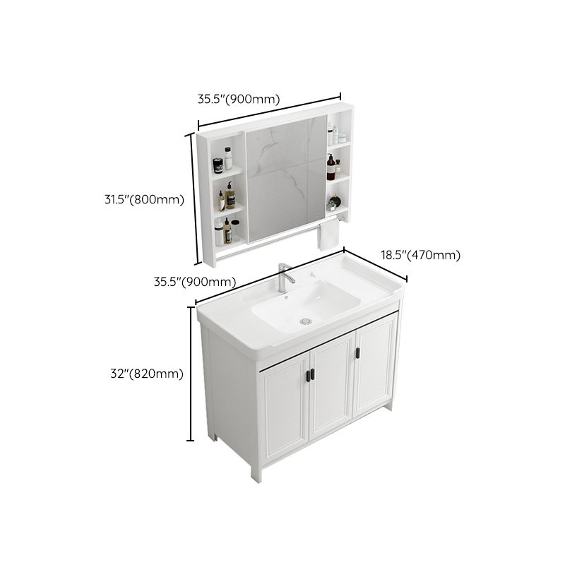 Rectangle Vanity Set White 2 Doors Freestanding Metal Frame Single Sink Vanity Clearhalo 'Bathroom Remodel & Bathroom Fixtures' 'Bathroom Vanities' 'bathroom_vanities' 'Home Improvement' 'home_improvement' 'home_improvement_bathroom_vanities' 1200x1200_a8b6f7d3-9333-458c-ba74-fdf093235098