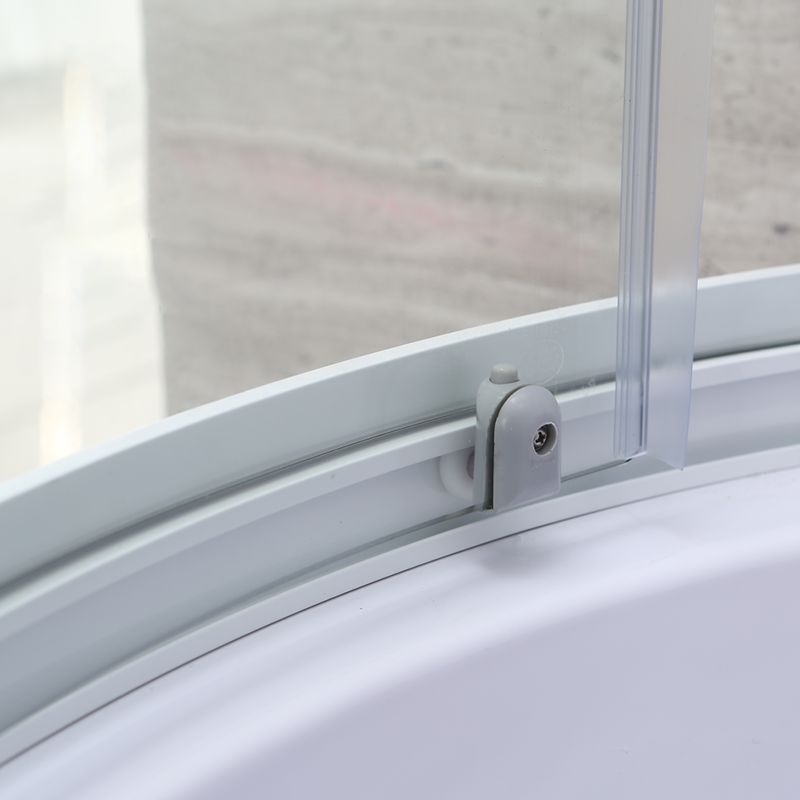 White Round Tub & Shower Kit Clear Tempered Glass Tub & Shower Kit Clearhalo 'Bathroom Remodel & Bathroom Fixtures' 'Home Improvement' 'home_improvement' 'home_improvement_shower_stalls_enclosures' 'Shower Stalls & Enclosures' 'shower_stalls_enclosures' 'Showers & Bathtubs' 1200x1200_a8c9dfe6-0d06-4c43-8f68-482db9c4d650