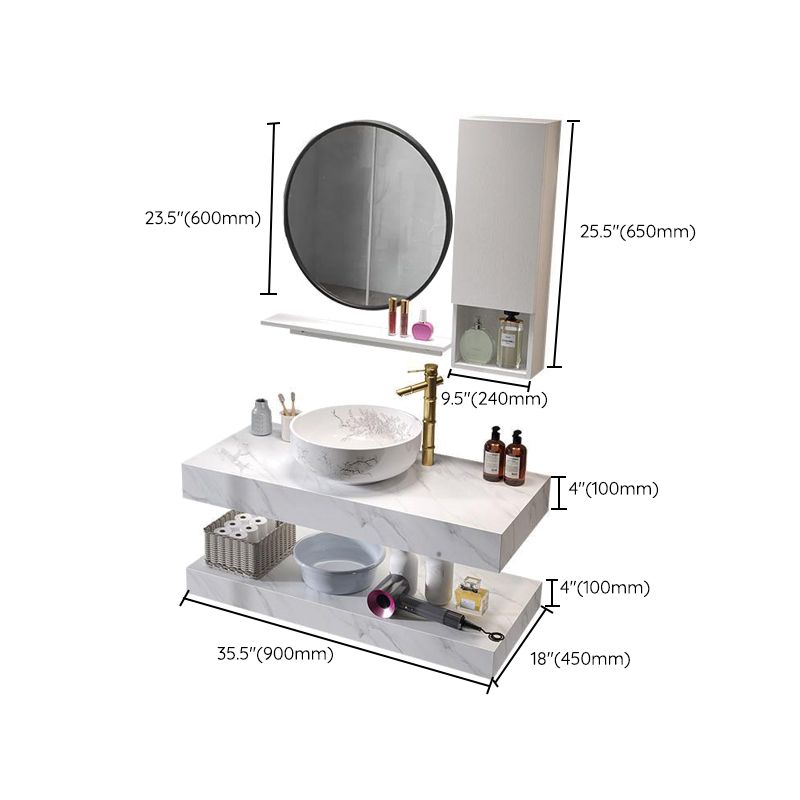 Contemporary Vanity Sink Wall-Mounted Bathroom Vanity Cabinet with Mirror Clearhalo 'Bathroom Remodel & Bathroom Fixtures' 'Bathroom Vanities' 'bathroom_vanities' 'Home Improvement' 'home_improvement' 'home_improvement_bathroom_vanities' 1200x1200_a8db64fe-ad74-4eff-9d34-fa35d3998fa8