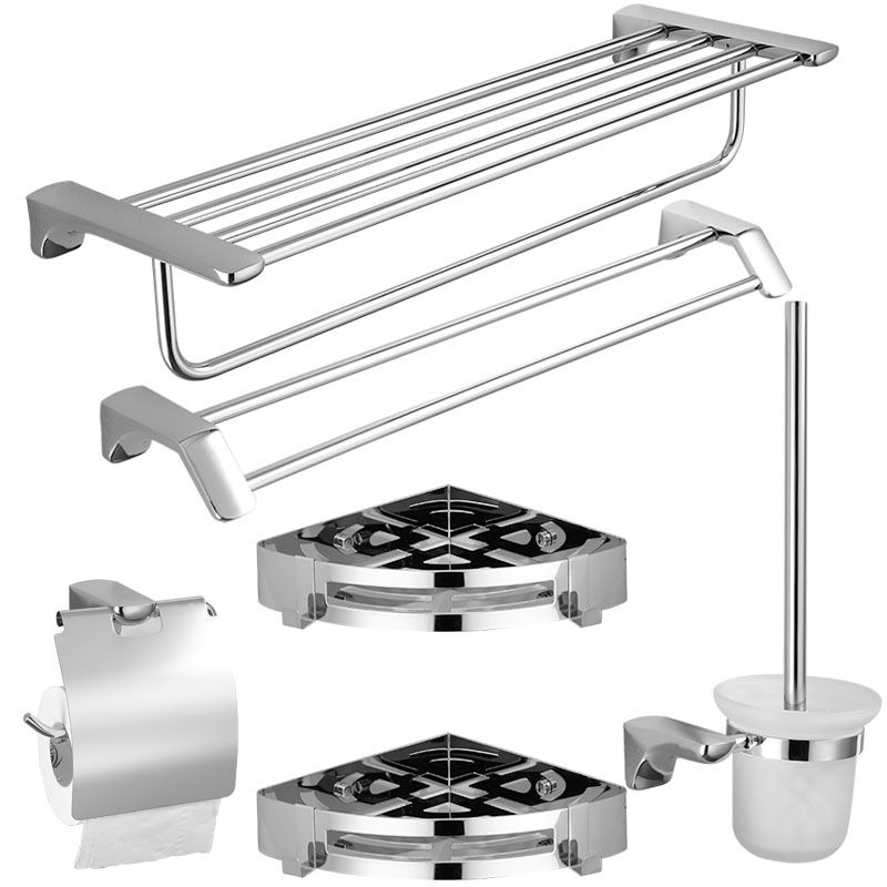 Silver Bathroom Accessories Hardware Set Modern Bathroom Accessory Kit Clearhalo 'Bathroom Hardware Sets' 'Bathroom Hardware' 'Bathroom Remodel & Bathroom Fixtures' 'bathroom_hardware_sets' 'Home Improvement' 'home_improvement' 'home_improvement_bathroom_hardware_sets' 1200x1200_a8e3f56c-75f6-44af-a543-c3266266aea0