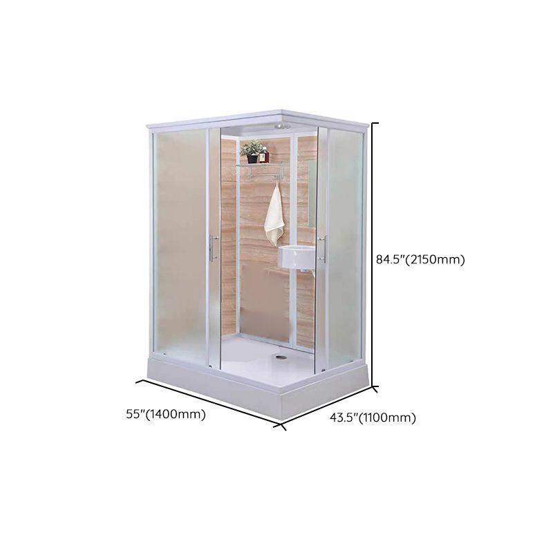 Framed Single Sliding Shower Kit Rectangle Frosted Shower Stall Clearhalo 'Bathroom Remodel & Bathroom Fixtures' 'Home Improvement' 'home_improvement' 'home_improvement_shower_stalls_enclosures' 'Shower Stalls & Enclosures' 'shower_stalls_enclosures' 'Showers & Bathtubs' 1200x1200_a8ffdabc-6265-436d-8c2b-70d9acc8b544