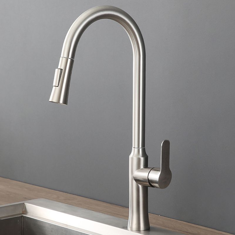 Contemporary Kitchen Faucet High Arch No Sensor with Pull Down Sprayer Clearhalo 'Home Improvement' 'home_improvement' 'home_improvement_kitchen_faucets' 'Kitchen Faucets' 'Kitchen Remodel & Kitchen Fixtures' 'Kitchen Sinks & Faucet Components' 'kitchen_faucets' 1200x1200_a9073d77-b912-4880-a293-4f5450415420