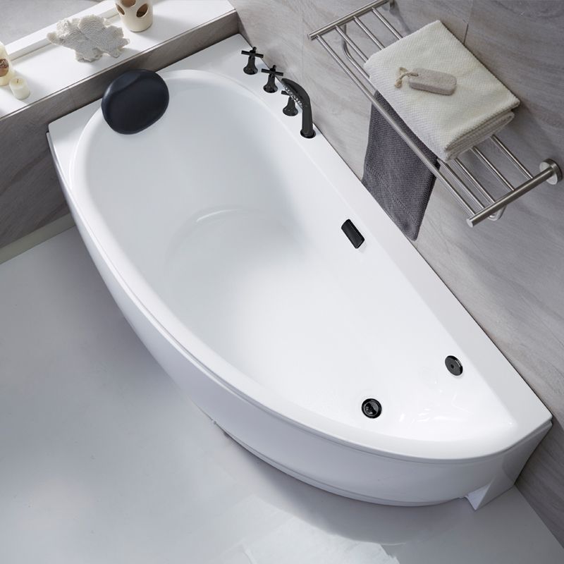 Corner Acrylic Bath Modern Soaking White Back to Wall Bathtub Clearhalo 'Bathroom Remodel & Bathroom Fixtures' 'Bathtubs' 'Home Improvement' 'home_improvement' 'home_improvement_bathtubs' 'Showers & Bathtubs' 1200x1200_a9490a59-0095-4bb7-b802-49d784657c16