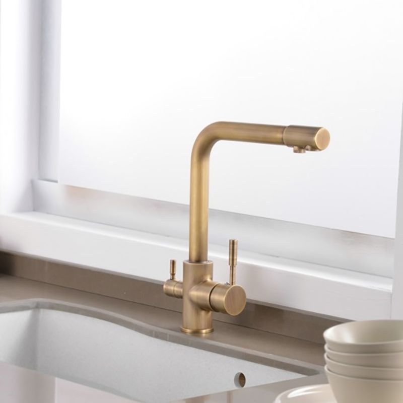 Traditional Kitchen Faucet Brass Low Profile Standard Kitchen Faucets Single Handle Clearhalo 'Home Improvement' 'home_improvement' 'home_improvement_kitchen_faucets' 'Kitchen Faucets' 'Kitchen Remodel & Kitchen Fixtures' 'Kitchen Sinks & Faucet Components' 'kitchen_faucets' 1200x1200_a9504835-2bed-4d36-a416-ed756080372f