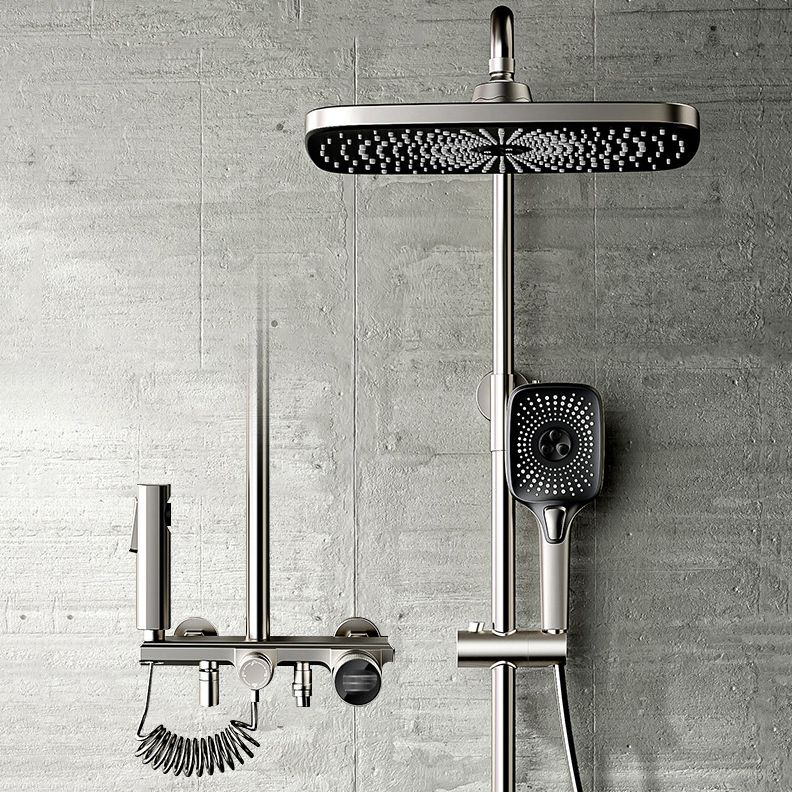 Modern Style Shower System Handle Knob Rectangle Wall Mounted Copper Shower System Clearhalo 'Bathroom Remodel & Bathroom Fixtures' 'Home Improvement' 'home_improvement' 'home_improvement_shower_faucets' 'Shower Faucets & Systems' 'shower_faucets' 'Showers & Bathtubs Plumbing' 'Showers & Bathtubs' 1200x1200_a95ac7a5-ba86-4f2d-b09b-3fba56a095a2