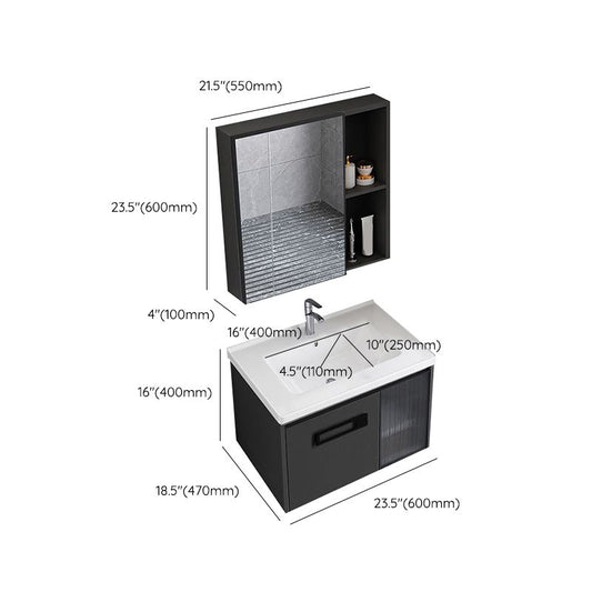 Sink Vanity Wall Mounted Rectangular Drawers Ceramic Sink Vanity Set Clearhalo 'Bathroom Remodel & Bathroom Fixtures' 'Bathroom Vanities' 'bathroom_vanities' 'Home Improvement' 'home_improvement' 'home_improvement_bathroom_vanities' 1200x1200_a96388f0-e834-4ed3-91f7-603a7be42a18