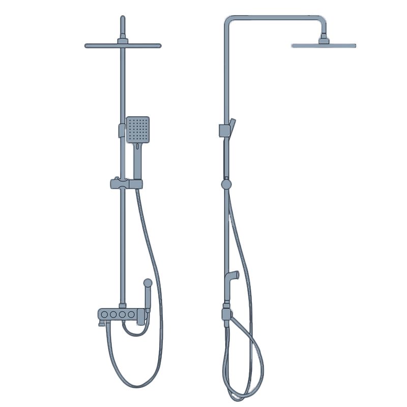 Modern Style Shower System Copper Spot Resist Rectangle Wall Mounted Shower System Clearhalo 'Bathroom Remodel & Bathroom Fixtures' 'Home Improvement' 'home_improvement' 'home_improvement_shower_faucets' 'Shower Faucets & Systems' 'shower_faucets' 'Showers & Bathtubs Plumbing' 'Showers & Bathtubs' 1200x1200_a96457d8-9e0c-4863-8e20-15f9699b00d7