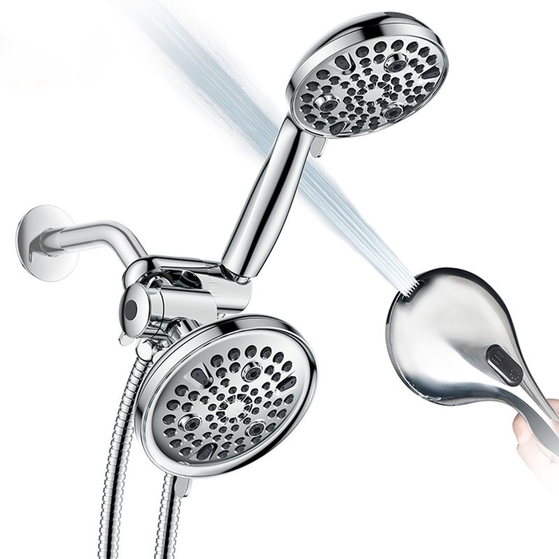 Contemporary Shower Combo Adjustable Shower Head Chrome Ceiling Mounted Round Shower Head Clearhalo 'Bathroom Remodel & Bathroom Fixtures' 'Home Improvement' 'home_improvement' 'home_improvement_shower_heads' 'Shower Heads' 'shower_heads' 'Showers & Bathtubs Plumbing' 'Showers & Bathtubs' 1200x1200_a9652f9d-4fa7-4693-8677-6d5901ebbeaf