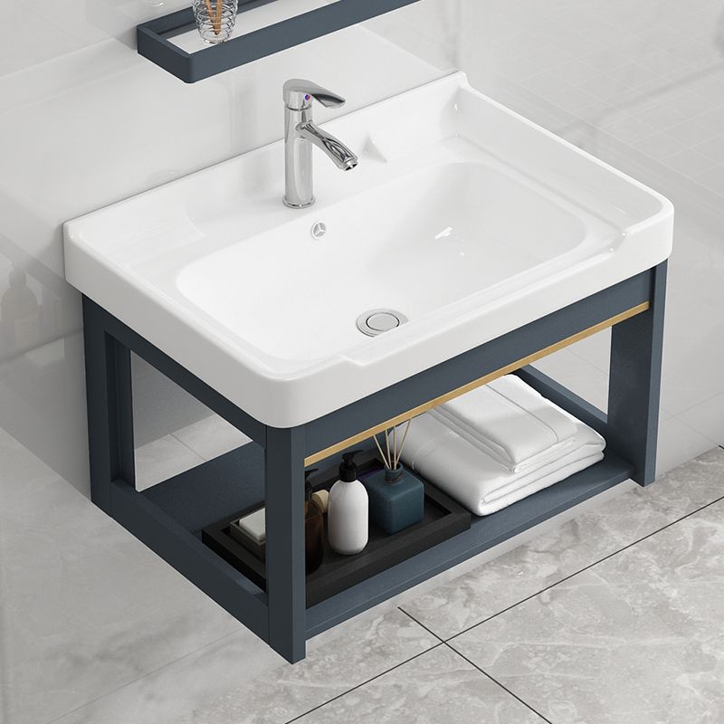 Bathroom Vanity Wall Mounted Storage Shelf Ceramic Sink Faucet Vanity Set with Mirror Clearhalo 'Bathroom Remodel & Bathroom Fixtures' 'Bathroom Vanities' 'bathroom_vanities' 'Home Improvement' 'home_improvement' 'home_improvement_bathroom_vanities' 1200x1200_a9662993-0f7b-40a5-a05d-0850fb49f635