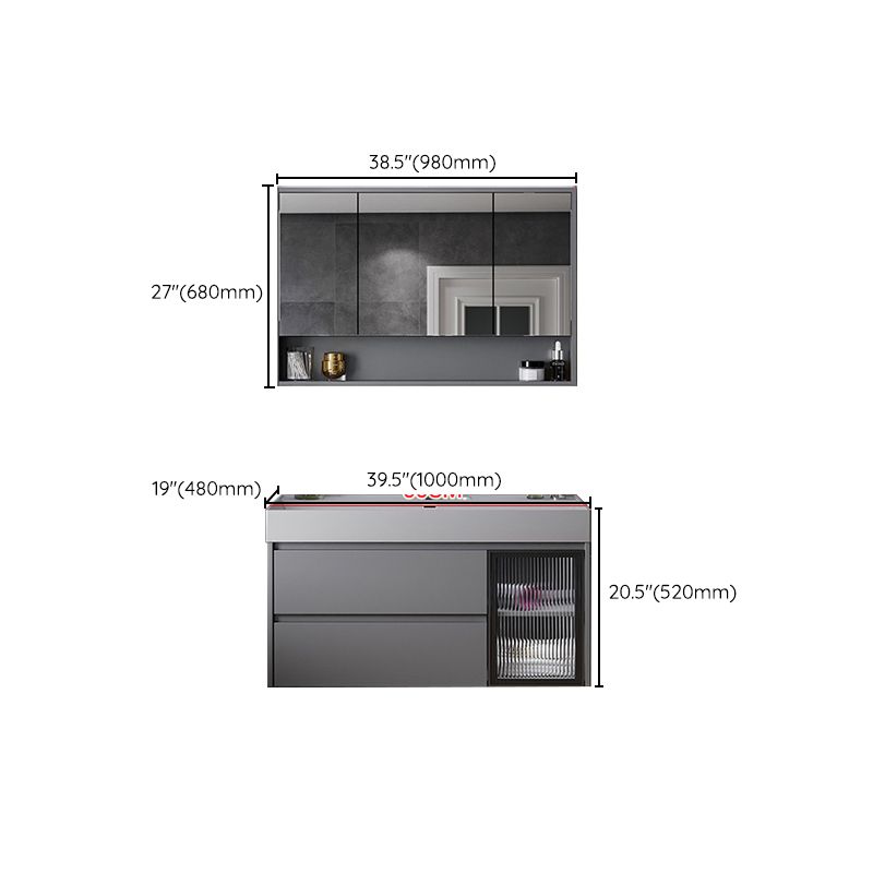 Contemporary Vanity Sink Wooden Wall-Mounted Bathroom Vanity Cabinet in Gray Clearhalo 'Bathroom Remodel & Bathroom Fixtures' 'Bathroom Vanities' 'bathroom_vanities' 'Home Improvement' 'home_improvement' 'home_improvement_bathroom_vanities' 1200x1200_a98d30eb-84ad-40ce-a218-70ada4d3ce7a