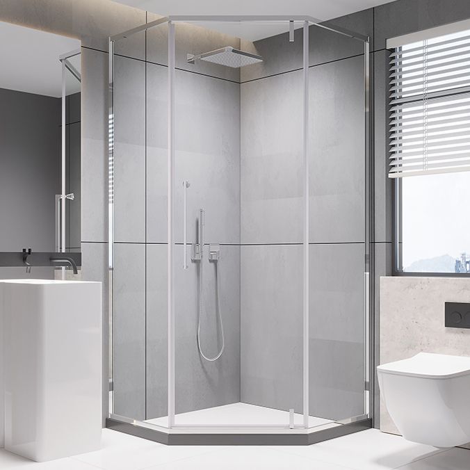 Contemporary Shower Stall Clear Neo-Angle Semi-Frameless Shower Stall Clearhalo 'Bathroom Remodel & Bathroom Fixtures' 'Home Improvement' 'home_improvement' 'home_improvement_shower_stalls_enclosures' 'Shower Stalls & Enclosures' 'shower_stalls_enclosures' 'Showers & Bathtubs' 1200x1200_a9907e0b-519d-4dc4-8001-5f73d073e2d4