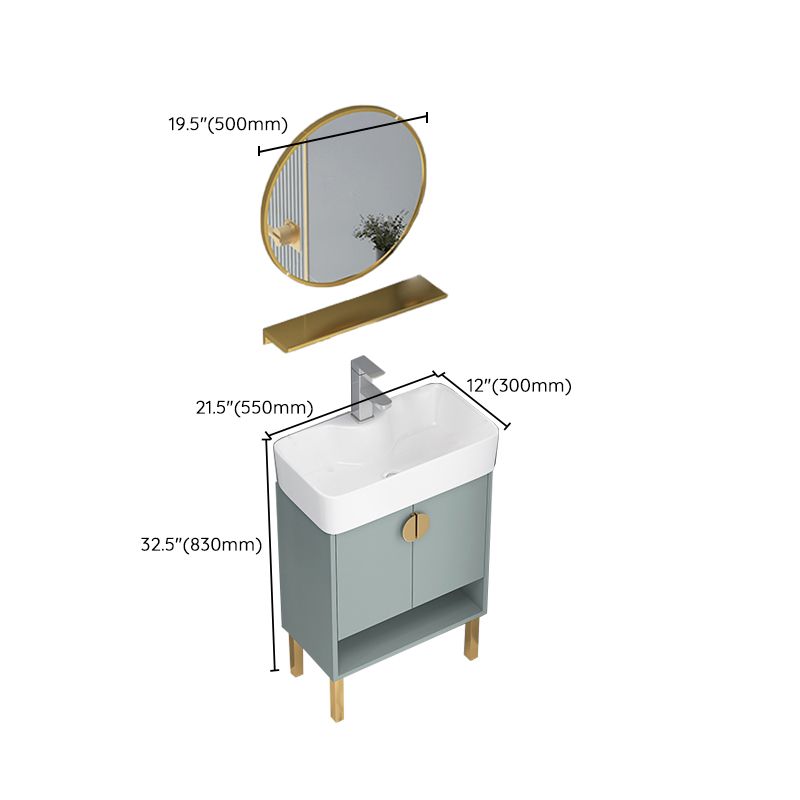 Rectangular Glam Sink Vanity Green Ceramic Single-Sink Freestanding Vanity Set Clearhalo 'Bathroom Remodel & Bathroom Fixtures' 'Bathroom Vanities' 'bathroom_vanities' 'Home Improvement' 'home_improvement' 'home_improvement_bathroom_vanities' 1200x1200_a99187fd-b1ca-4c5f-87f8-6ff29092a131