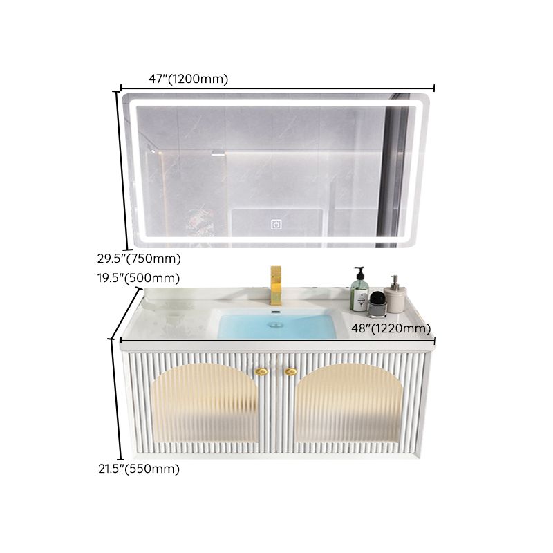 Wall Mount Bath Vanity Wood Frame Soft Close Door Single Sink White Vanity with Mirror Clearhalo 'Bathroom Remodel & Bathroom Fixtures' 'Bathroom Vanities' 'bathroom_vanities' 'Home Improvement' 'home_improvement' 'home_improvement_bathroom_vanities' 1200x1200_a9b99d3e-b667-47c9-a673-63809acf4f9f