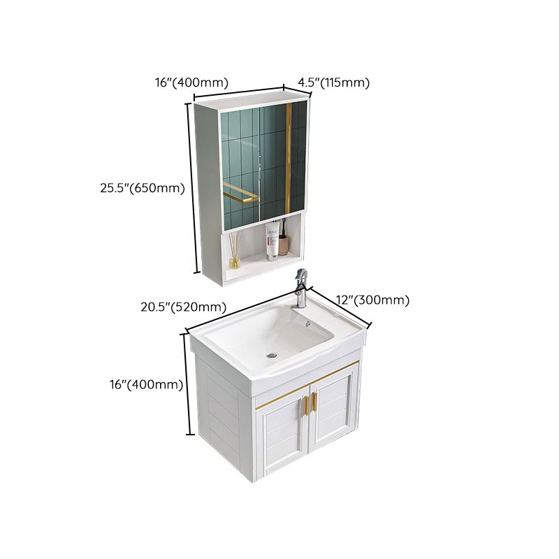Glam Single Sink Bath Vanity Wall Mount White Metal Base Sink Vanity Clearhalo 'Bathroom Remodel & Bathroom Fixtures' 'Bathroom Vanities' 'bathroom_vanities' 'Home Improvement' 'home_improvement' 'home_improvement_bathroom_vanities' 1200x1200_a9dbf4fd-8e93-4631-8571-c38e78426cda