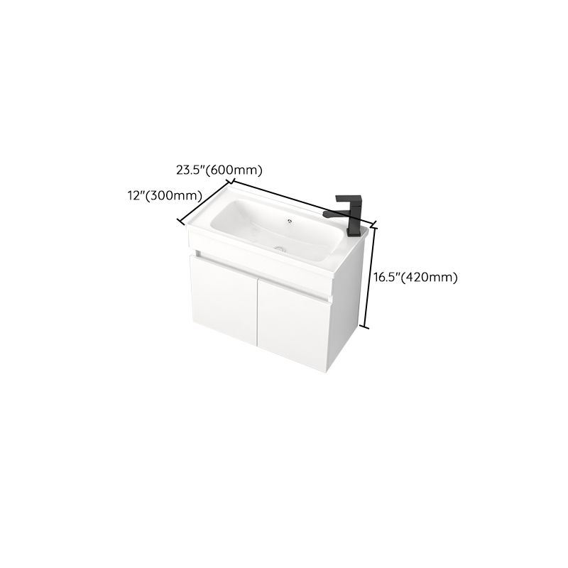 Modern Wall Mount Bathroom Vanity White Ceramic Single-Sink Rectangular Vanity Set Clearhalo 'Bathroom Remodel & Bathroom Fixtures' 'Bathroom Vanities' 'bathroom_vanities' 'Home Improvement' 'home_improvement' 'home_improvement_bathroom_vanities' 1200x1200_a9e7b31b-b45b-499b-9f90-ebc23b6bbbe9