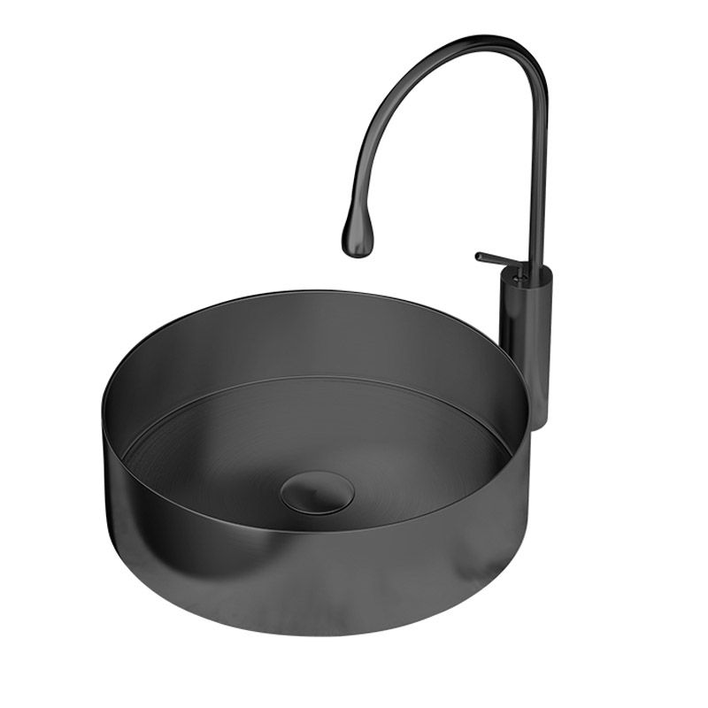Modern Vessel Bathroom Sink Round Metal with Pop-Up Drain Vessel Lavatory Sink Clearhalo 'Bathroom Remodel & Bathroom Fixtures' 'Bathroom Sinks & Faucet Components' 'Bathroom Sinks' 'bathroom_sink' 'Home Improvement' 'home_improvement' 'home_improvement_bathroom_sink' 1200x1200_a9ea1d4f-1300-4d4d-9507-576d3cb2c20f