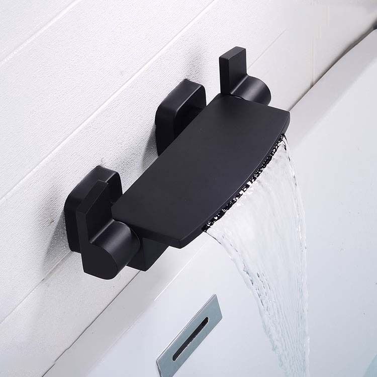 Modern Bathroom Faucet Two Handle Copper Wall Mounted Bath Faucet Trim Clearhalo 'Bathroom Remodel & Bathroom Fixtures' 'Bathtub Faucets' 'bathtub_faucets' 'Home Improvement' 'home_improvement' 'home_improvement_bathtub_faucets' 1200x1200_a9efa004-9973-4a3f-b54f-cb6424706aa9