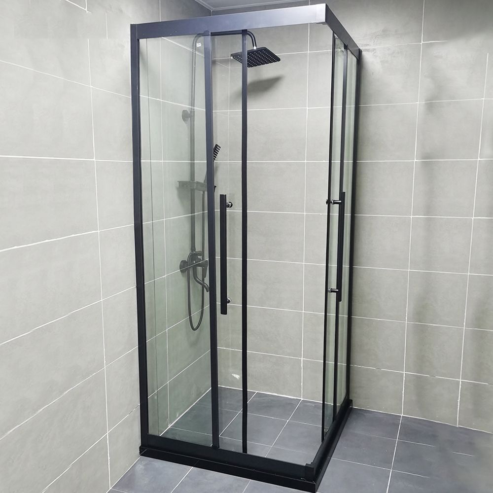 Double Sliding Corner Shower Enclosure Framed Tempered Glass Shower Enclosure Clearhalo 'Bathroom Remodel & Bathroom Fixtures' 'Home Improvement' 'home_improvement' 'home_improvement_shower_stalls_enclosures' 'Shower Stalls & Enclosures' 'shower_stalls_enclosures' 'Showers & Bathtubs' 1200x1200_aa00f738-d0c8-4be9-a129-c70f12d839df