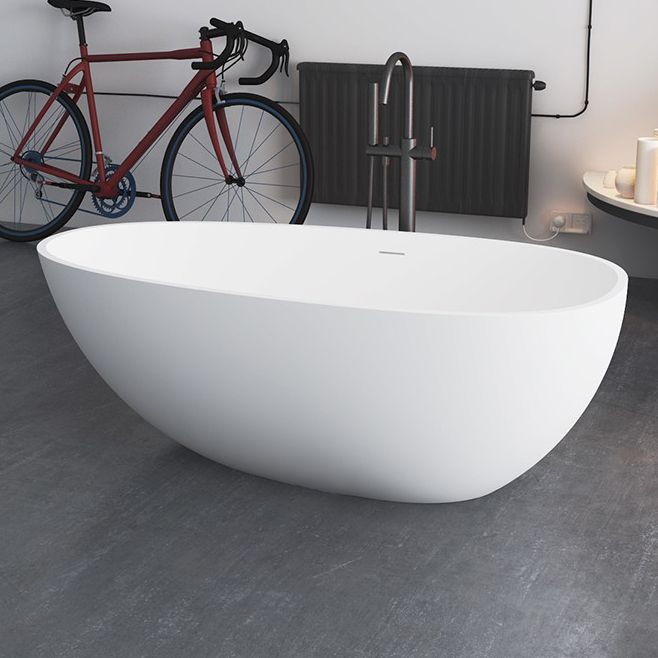 Modern Stone Oval Bath Freestanding Soaking Bathtub in White Clearhalo 'Bathroom Remodel & Bathroom Fixtures' 'Bathtubs' 'Home Improvement' 'home_improvement' 'home_improvement_bathtubs' 'Showers & Bathtubs' 1200x1200_aa229cd5-5e04-4e08-9533-4c53670539e2