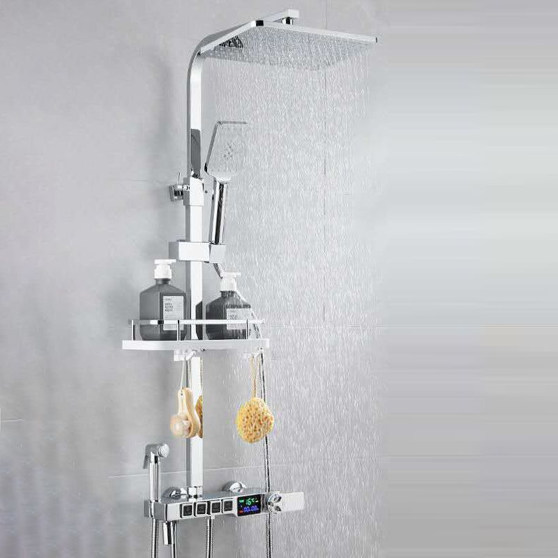 Shower System Square Rain Jet Massage Adjustable Spray Pattern Wall Mounted Shower Trim Clearhalo 'Bathroom Remodel & Bathroom Fixtures' 'Home Improvement' 'home_improvement' 'home_improvement_shower_faucets' 'Shower Faucets & Systems' 'shower_faucets' 'Showers & Bathtubs Plumbing' 'Showers & Bathtubs' 1200x1200_aa26f66e-bead-4d01-9944-f2cde976ef97