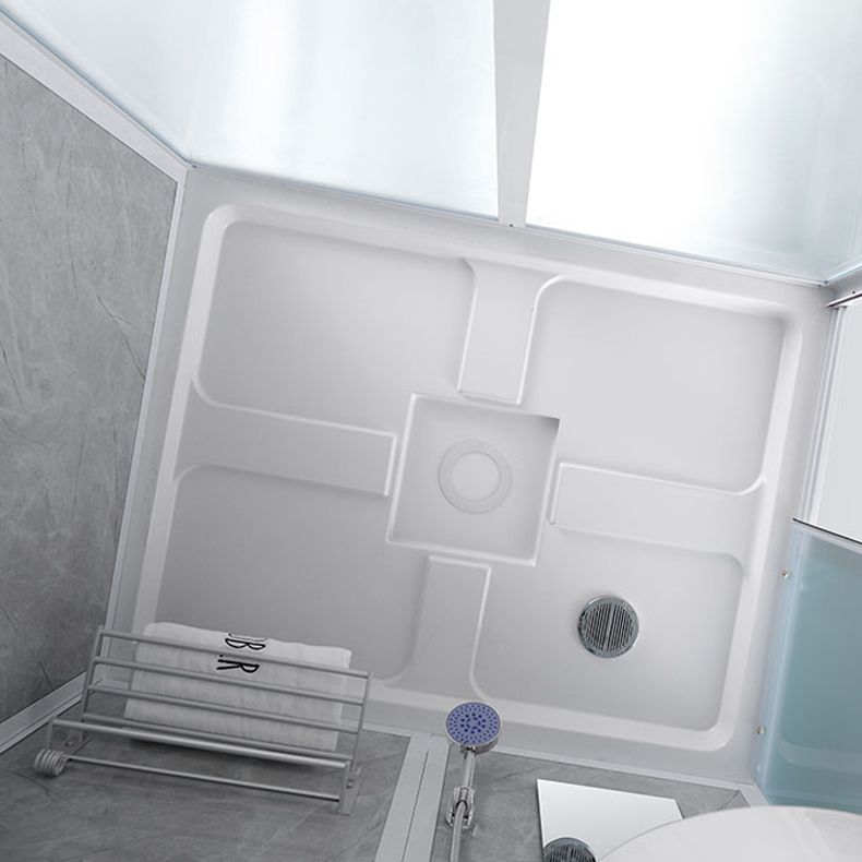 Single Sliding Frosted Shower Kit Rectangle White Shower Stall Clearhalo 'Bathroom Remodel & Bathroom Fixtures' 'Home Improvement' 'home_improvement' 'home_improvement_shower_stalls_enclosures' 'Shower Stalls & Enclosures' 'shower_stalls_enclosures' 'Showers & Bathtubs' 1200x1200_aa39422f-2939-4d5a-b24a-348d5ee548f6