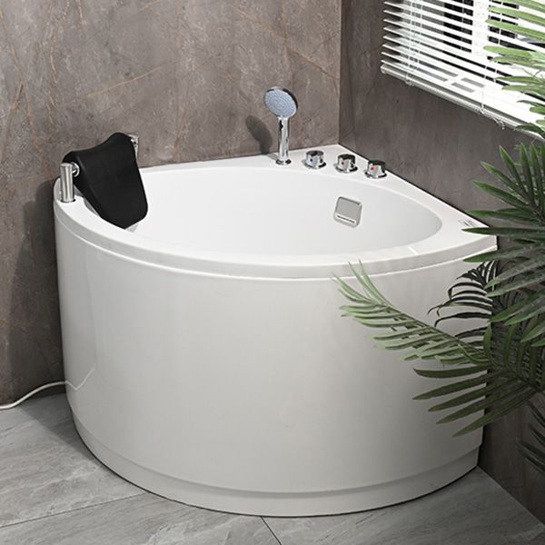 Modern Corner White Bath Acrylic Soaking Center-Back Bathtub Clearhalo 'Bathroom Remodel & Bathroom Fixtures' 'Bathtubs' 'Home Improvement' 'home_improvement' 'home_improvement_bathtubs' 'Showers & Bathtubs' 1200x1200_aa45f90a-e2b1-4b24-9014-519e4b6102be