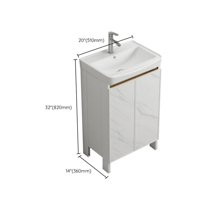 Modern White Metal Base Vanity Single Freestanding Rectangular Sink Vanity Clearhalo 'Bathroom Remodel & Bathroom Fixtures' 'Bathroom Vanities' 'bathroom_vanities' 'Home Improvement' 'home_improvement' 'home_improvement_bathroom_vanities' 1200x1200_aa523547-3de3-4045-9eb8-4c0df45d55b2