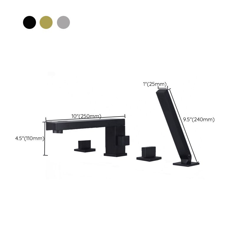 Deck Mounted Copper Roman Tub Faucet Low Arc Bathroom Tub Faucet Set Clearhalo 'Bathroom Remodel & Bathroom Fixtures' 'Bathtub Faucets' 'bathtub_faucets' 'Home Improvement' 'home_improvement' 'home_improvement_bathtub_faucets' 1200x1200_aa54869e-f886-4ff7-807a-ef6beeb2f4a0