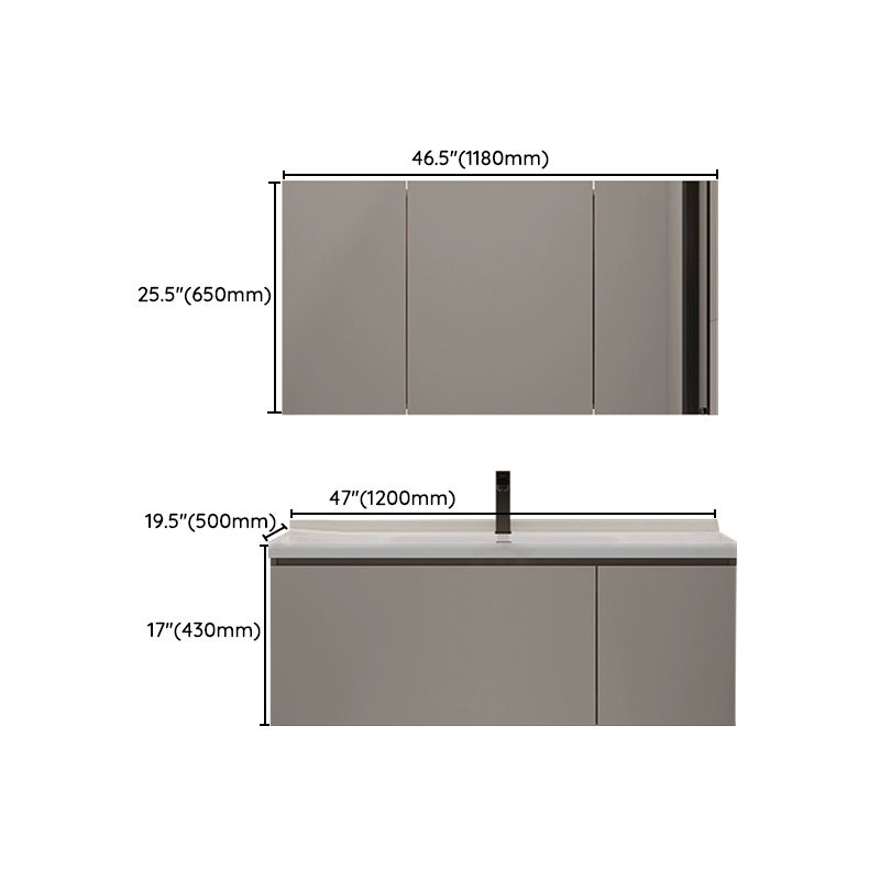 Single-Sink Grey Wall Mount Wood Modern Open Console with Sink Set Clearhalo 'Bathroom Remodel & Bathroom Fixtures' 'Bathroom Vanities' 'bathroom_vanities' 'Home Improvement' 'home_improvement' 'home_improvement_bathroom_vanities' 1200x1200_aa69f998-2603-4d83-bc1c-c99349e7a56a