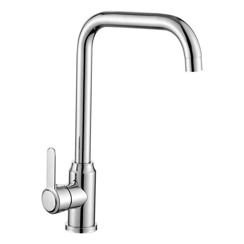 Modern Single Handle Kitchen Faucet 304 Stainless Steel Faucet in Chrome Clearhalo 'Home Improvement' 'home_improvement' 'home_improvement_kitchen_faucets' 'Kitchen Faucets' 'Kitchen Remodel & Kitchen Fixtures' 'Kitchen Sinks & Faucet Components' 'kitchen_faucets' 1200x1200_aa6d4215-6e7c-43d1-bdef-7d4a24dfd423