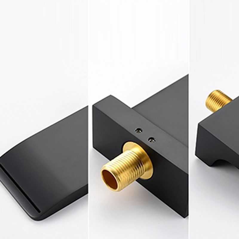 Contemporary Wall Mounted Metal Tub Filler Low Arc Waterfall Bathroom Faucet Clearhalo 'Bathroom Remodel & Bathroom Fixtures' 'Bathtub Faucets' 'bathtub_faucets' 'Home Improvement' 'home_improvement' 'home_improvement_bathtub_faucets' 1200x1200_aa6e997f-0225-4a8f-acfa-883e508e16ce