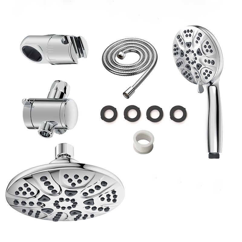 Contemporary Shower Combo Dual Shower Head Chrome Ceiling Mounted Round Shower Head Clearhalo 'Bathroom Remodel & Bathroom Fixtures' 'Home Improvement' 'home_improvement' 'home_improvement_shower_heads' 'Shower Heads' 'shower_heads' 'Showers & Bathtubs Plumbing' 'Showers & Bathtubs' 1200x1200_aa7820cb-ad09-46d8-8e54-0124968f49f8