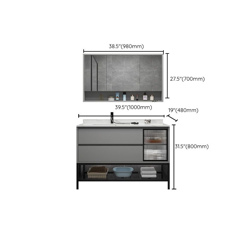 Modern Vanity Set Single Gray Rectangular Wall Mount Bath Vanity Clearhalo 'Bathroom Remodel & Bathroom Fixtures' 'Bathroom Vanities' 'bathroom_vanities' 'Home Improvement' 'home_improvement' 'home_improvement_bathroom_vanities' 1200x1200_aa81e8a3-4b5d-42d7-8be0-e3b2ce319873