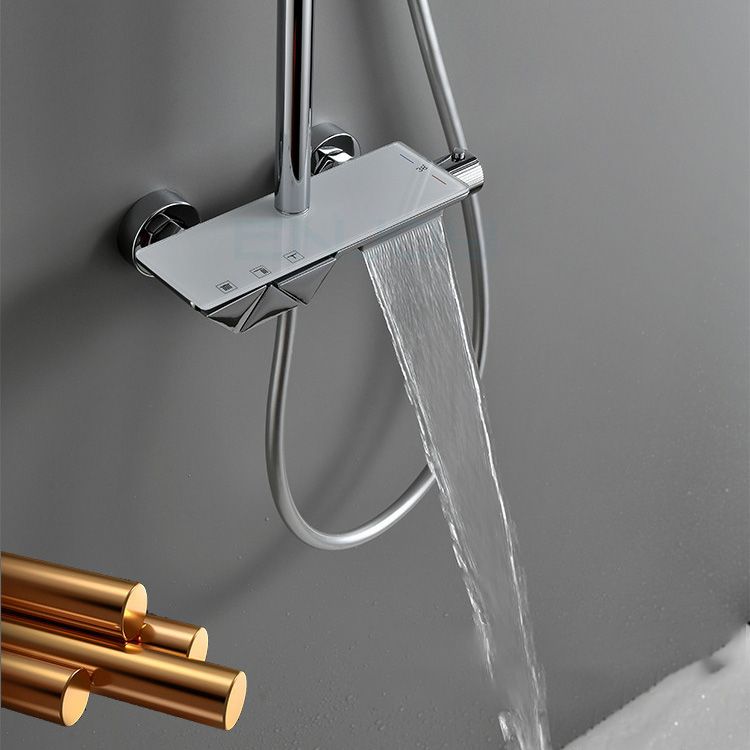 Wall Mounted Modern Square Metal Shower Adjustable Shower Head Shower Faucet Clearhalo 'Bathroom Remodel & Bathroom Fixtures' 'Home Improvement' 'home_improvement' 'home_improvement_shower_faucets' 'Shower Faucets & Systems' 'shower_faucets' 'Showers & Bathtubs Plumbing' 'Showers & Bathtubs' 1200x1200_aa84b0a2-1999-4ee8-b360-3947e734c6a6